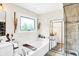 Spa-like bathroom featuring a soaking tub and walk-in shower at 3828 Highland Park Dr, Greenwood, IN 46143