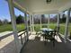 Covered screened porch with a glass-top patio table and 4 chairs offering views of the backyard at 6615 Rushing, Noblesville, IN 46062