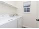 Laundry room with washer, dryer, and shelving at 10536 Cornell Ave, Carmel, IN 46280