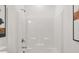 White shower with built-in shelves and stainless steel fixtures at 19349 Sumrall Pl, Westfield, IN 46074