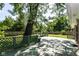 Spacious outdoor deck overlooks the lush, private backyard at 475 Golf Ln, Indianapolis, IN 46260