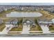 Beautiful community with a scenic pond and well-maintained landscaping visible from above at 5442 W Turnbuckle Pl, McCordsville, IN 46055