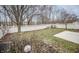 Fenced backyard with patio and mature trees at 10832 Harness Way, Indianapolis, IN 46239