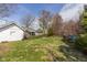 Large backyard featuring a firepit, mature trees, and a fenced in area at 1405 Sheek Rd, Greenwood, IN 46143