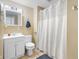 Clean basement bathroom with shower and white vanity at 714 Berkley Rd, Indianapolis, IN 46208
