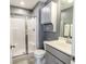 Small bathroom with shower, toilet and vanity at 8503 Ironhill Ct, Indianapolis, IN 46259