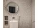 Modern bathroom with a vessel sink and mosaic tile at 11091 Crooked Stick Ln, Carmel, IN 46032