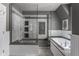 Large bathroom with a soaking tub and a walk-in shower at 11091 Crooked Stick Ln, Carmel, IN 46032