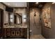 Modern bathroom featuring a large walk-in shower and dark brown vanity at 11091 Crooked Stick Ln, Carmel, IN 46032