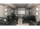 Home movie theater with reclining leather seats and a large screen for immersive viewing at 14990 E 104Th St, Fishers, IN 46040