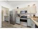 Updated kitchen with stainless steel appliances and granite countertops at 2811 Grandview Ln, Greenwood, IN 46143