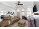 Living area with fireplace, large windows, and ample seating at 2811 Grandview Ln, Greenwood, IN 46143