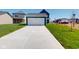 Two-car garage with a spacious driveway and well-manicured lawn at 1721 Real St, Indianapolis, IN 46240