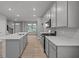 Modern kitchen features an island, stainless steel appliances, and stunning countertop at 1721 Real St, Indianapolis, IN 46240
