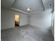 Large main bedroom with ceiling fan and gray carpeting at 3406 Preakness St, Whitestown, IN 46075