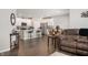 Open concept kitchen with an island and stainless steel appliances at 829 Stark St, Greenfield, IN 46140