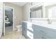 bathroom with double vanity and polka dot shower curtain at 881 E 226Th St, Sheridan, IN 46069