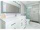 Modern bathroom with vanity, shower, and tiled floor at 881 E 226Th St, Sheridan, IN 46069