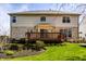 Charming two-story home with a wooden deck, brick accents, vinyl siding, and lush landscaping at 12596 Autumn Gate Way, Carmel, IN 46033