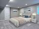 This primary bedroom features carpet, neutral walls, and bright recessed lighting at 13650 Golden Ridge Ln, Fishers, IN 46055