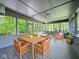 A fully furnished screened-in porch with comfortable seating for entertaining at 13650 Golden Ridge Ln, Fishers, IN 46055