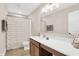 Clean bathroom with updated vanity and shower at 250 Ambassador Dr, Pittsboro, IN 46167