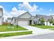 Attractive one-story house with a two-car garage and a green lawn under a partly cloudy sky at 5670 Terracotta Trce, McCordsville, IN 46055