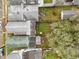 Aerial view showing house and backyard with a small shed at 128 Wisconsin St, Indianapolis, IN 46225
