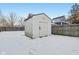 White shed in backyard with snow on the ground at 1418 S New Jersey St, Indianapolis, IN 46225