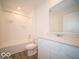 Clean bathroom with a shower-tub combo and white vanity at 3201 W Keepsake Ln, Monrovia, IN 46157