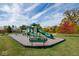 Fun community playground with slides, climbers, swings, benches, and mature trees at 3201 W Keepsake Ln, Monrovia, IN 46157