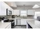 Bright kitchen features white cabinets, stainless steel appliances, and stylish backsplash at 7129 Dublin Ln, Indianapolis, IN 46239