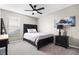 Bedroom with ceiling fan and window blinds at 943 Aurora Ln, Franklin, IN 46131