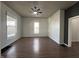 Living room with hardwood floors, neutral walls, and an open floor plan at 227 Van Ave, Shelbyville, IN 46176