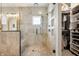 Spacious walk in shower with a built in seat and modern fixtures at 4423 Valley Trace Dr, Indianapolis, IN 46237