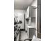 Garage interior with custom built-in cabinets and flooring at 634 E Vermont St, Indianapolis, IN 46202