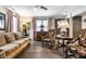Living room featuring hardwood floors, fireplace, and comfortable seating at 634 E Vermont St, Indianapolis, IN 46202