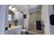 Bathroom with white vanity and large shower at 7887 Elk Dr, Nineveh, IN 46164