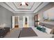 Main bedroom with high ceilings, and access to bathroom and closet at 8152 Cottonwood Dr, Martinsville, IN 46151