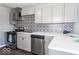Stylish kitchen with gray cabinets, stainless steel appliances, and patterned backsplash at 1654 Iowa St, Indianapolis, IN 46203