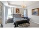 Elegant main bedroom with a tufted headboard, large windows, and artwork at 3844 Albert Ln, Bargersville, IN 46106