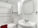Clean bathroom with white vanity, toilet and shower at 7803 Opelika Ct, Indianapolis, IN 46217