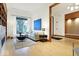 Elegant lobby with modern seating, fireplace, and large windows at 855 N East St # 302, Indianapolis, IN 46202