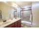 Basement bathroom with double vanity and walk-in shower at 16395 La Paloma Ct, Noblesville, IN 46060