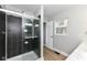 Updated bathroom with a large shower and new tile at 4305 Five Points Rd, Indianapolis, IN 46239