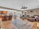 Open living room with hardwood floors and access to the kitchen at 740 S County Road 775 W, Coatesville, IN 46121