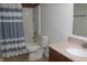 Bathroom with shower/tub combo and granite countertop vanity at 10652 Brighton Knoll N Pkwy, Noblesville, IN 46060