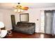 Living room with gray couch and wood floors at 120 Hoss Rd, Indianapolis, IN 46217