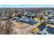Aerial view of the neighborhood showcasing the home's surroundings and landscaping at 201 S Mckinley St, North Salem, IN 46165