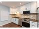 Modern kitchen with white cabinets, granite countertops, and tile backsplash at 2320 Spann Ave, Indianapolis, IN 46203